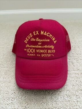 Deus Ex Machina - Red Embroidered Trucker Hat